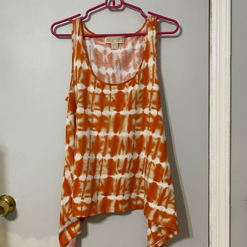 Michael | Michael Kors Tie Dye Draped Tank | Orange + White ~ Size Medium